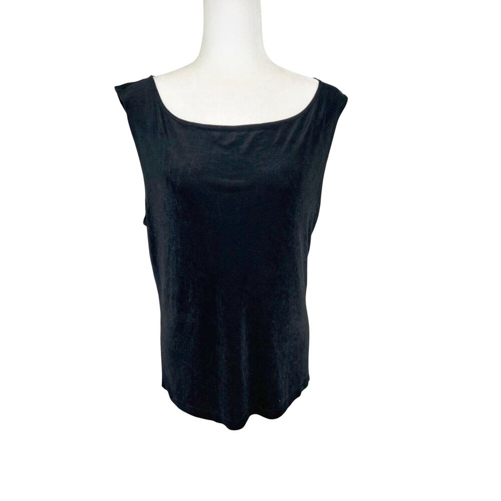Chico's Travelers Tank Top Stretchy Shell Black Slinky Womens Size Large 2